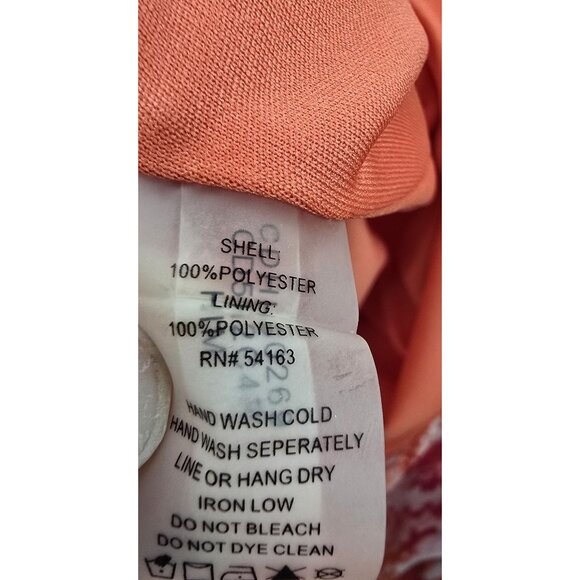 Calvin Klein Womens Halter Neck Dress Coral Pink Orange Abstract Chain Detail - Picture 5 of 7